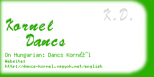 kornel dancs business card